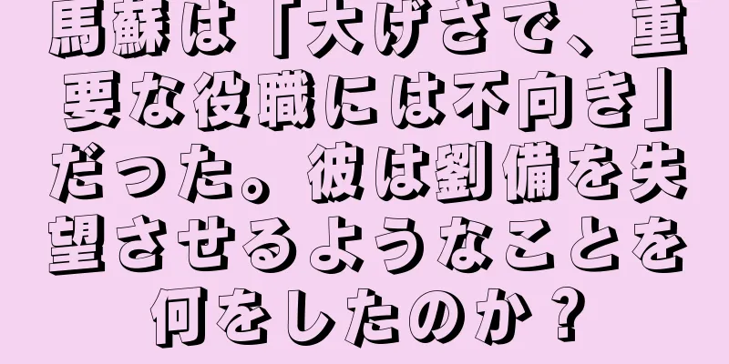 馬蘇は「大げさで、重要な役職には不向き」だった。彼は劉備を失望させるようなことを何をしたのか？
