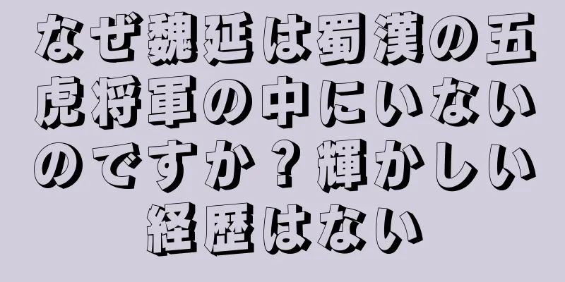 なぜ魏延は蜀漢の五虎将軍の中にいないのですか？輝かしい経歴はない