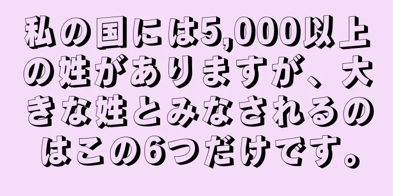 私の国には5,000以上の姓がありますが、大きな姓とみなされるのはこの6つだけです。