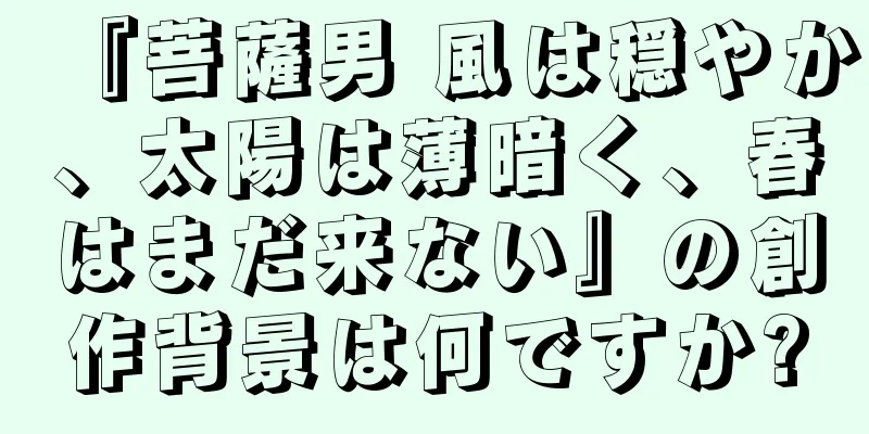 『菩薩男 風は穏やか、太陽は薄暗く、春はまだ来ない』の創作背景は何ですか?