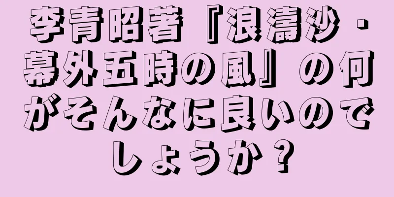 李青昭著『浪濤沙・幕外五時の風』の何がそんなに良いのでしょうか？