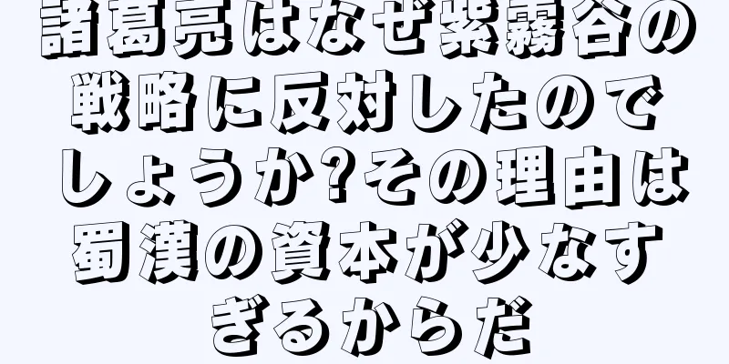 諸葛亮はなぜ紫霧谷の戦略に反対したのでしょうか?その理由は蜀漢の資本が少なすぎるからだ