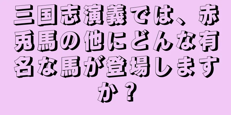 三国志演義では、赤兎馬の他にどんな有名な馬が登場しますか？