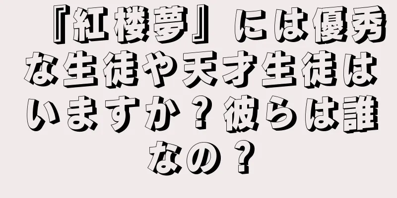 『紅楼夢』には優秀な生徒や天才生徒はいますか？彼らは誰なの？
