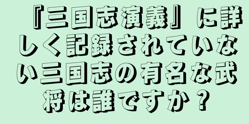 『三国志演義』に詳しく記録されていない三国志の有名な武将は誰ですか？