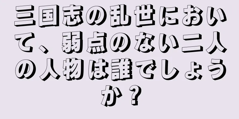 三国志の乱世において、弱点のない二人の人物は誰でしょうか？