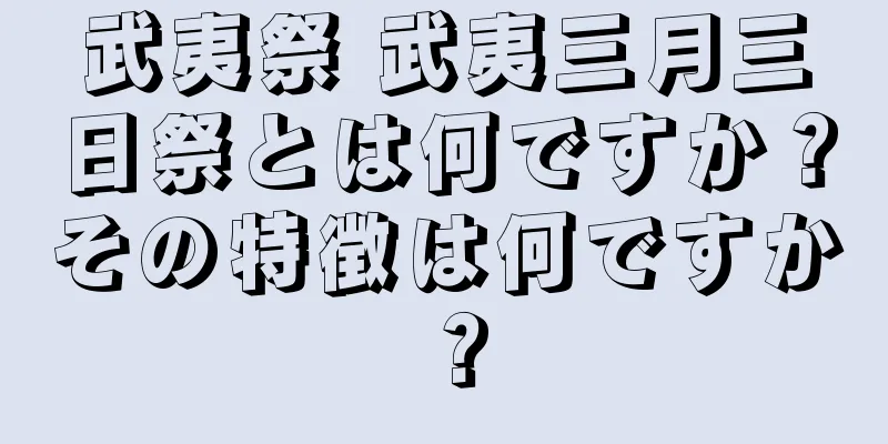 武夷祭 武夷三月三日祭とは何ですか？その特徴は何ですか？