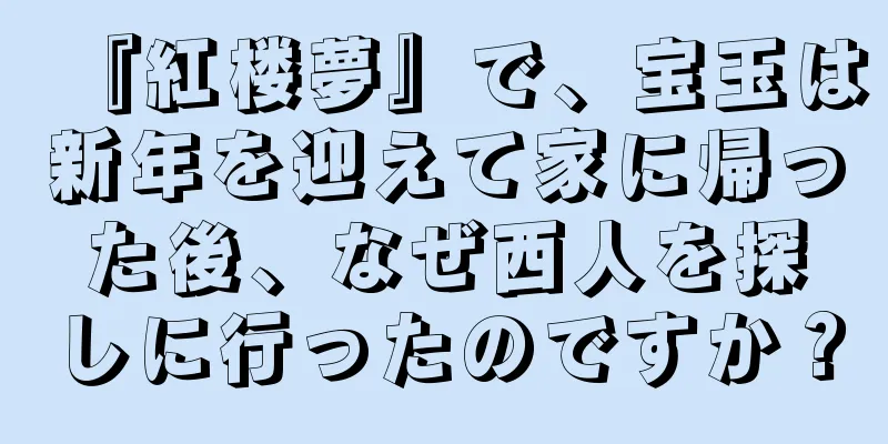 『紅楼夢』で、宝玉は新年を迎えて家に帰った後、なぜ西人を探しに行ったのですか？
