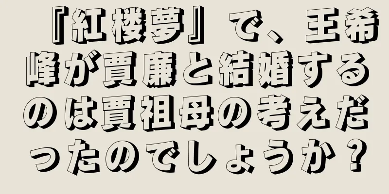 『紅楼夢』で、王希峰が賈廉と結婚するのは賈祖母の考えだったのでしょうか？