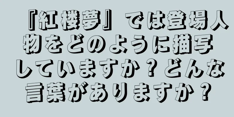 『紅楼夢』では登場人物をどのように描写していますか？どんな言葉がありますか？