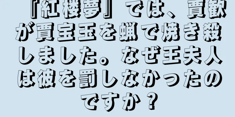 『紅楼夢』では、賈歓が賈宝玉を蝋で焼き殺しました。なぜ王夫人は彼を罰しなかったのですか？