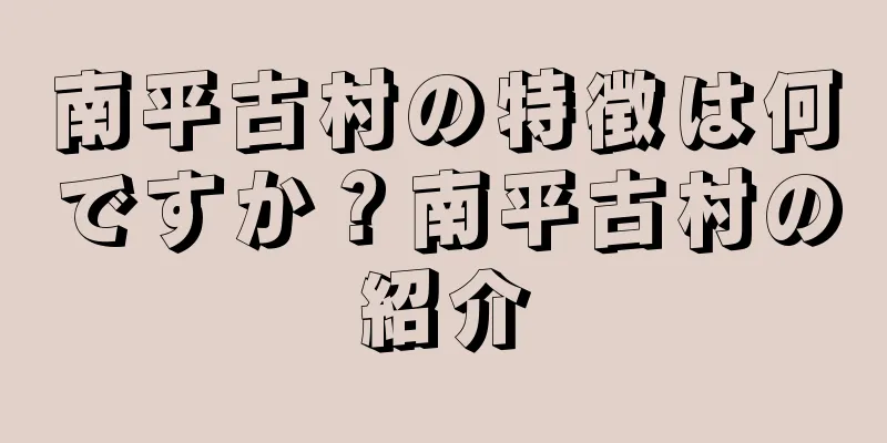 南平古村の特徴は何ですか？南平古村の紹介