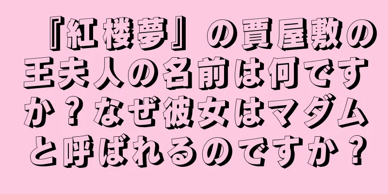『紅楼夢』の賈屋敷の王夫人の名前は何ですか？なぜ彼女はマダムと呼ばれるのですか？