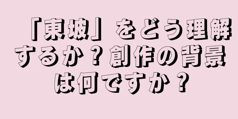 「東坡」をどう理解するか？創作の背景は何ですか？