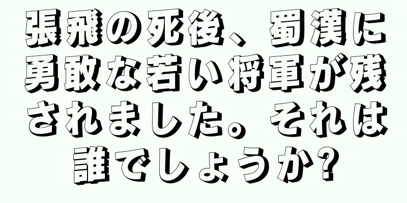 張飛の死後、蜀漢に勇敢な若い将軍が残されました。それは誰でしょうか?