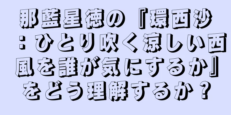 那藍星徳の『環西沙：ひとり吹く涼しい西風を誰が気にするか』をどう理解するか？