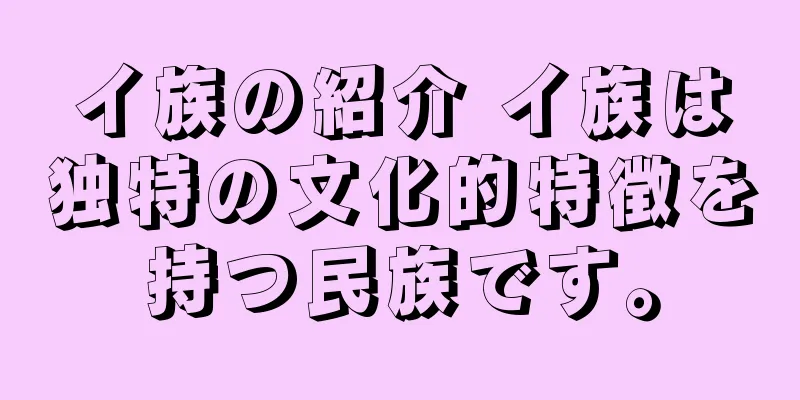 イ族の紹介 イ族は独特の文化的特徴を持つ民族です。