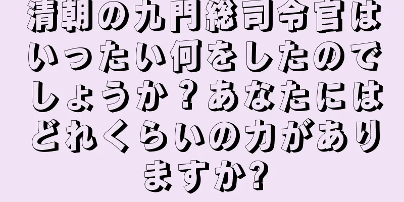 清朝の九門総司令官はいったい何をしたのでしょうか？あなたにはどれくらいの力がありますか?