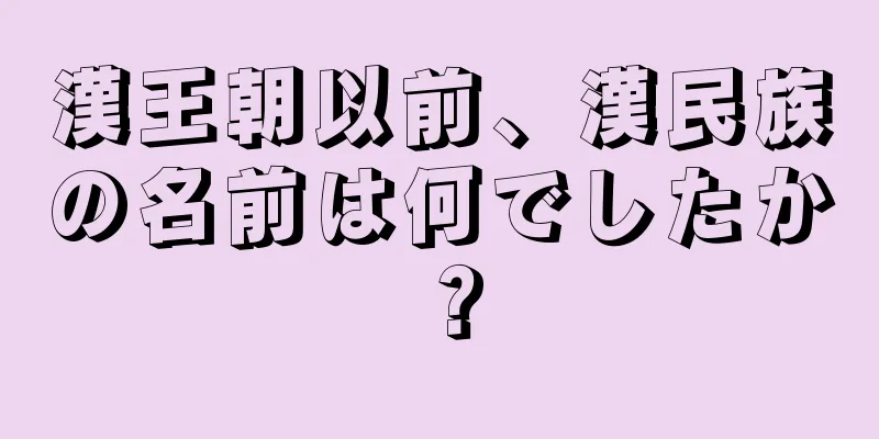 漢王朝以前、漢民族の名前は何でしたか？