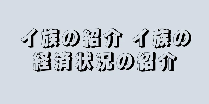 イ族の紹介 イ族の経済状況の紹介