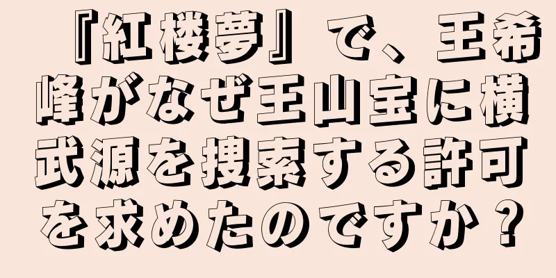 『紅楼夢』で、王希峰がなぜ王山宝に横武源を捜索する許可を求めたのですか？