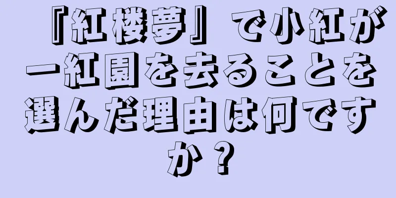 『紅楼夢』で小紅が一紅園を去ることを選んだ理由は何ですか？