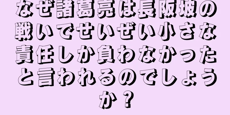 なぜ諸葛亮は長阪坡の戦いでせいぜい小さな責任しか負わなかったと言われるのでしょうか？