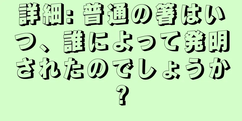 詳細: 普通の箸はいつ、誰によって発明されたのでしょうか?