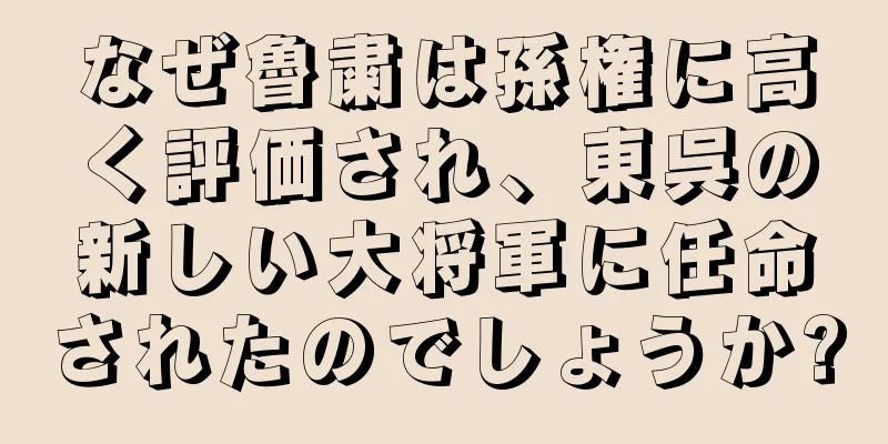 なぜ魯粛は孫権に高く評価され、東呉の新しい大将軍に任命されたのでしょうか?