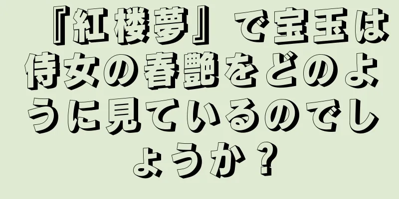 『紅楼夢』で宝玉は侍女の春艶をどのように見ているのでしょうか？