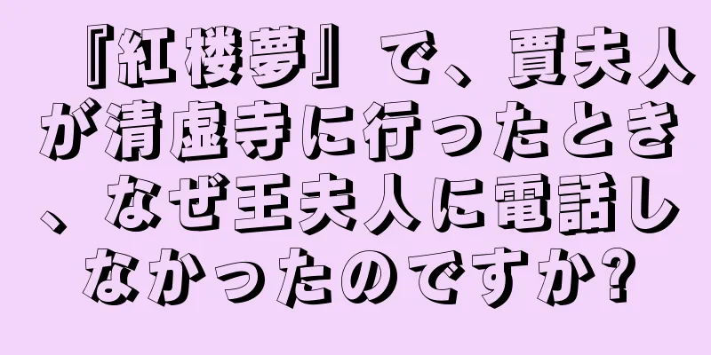 『紅楼夢』で、賈夫人が清虚寺に行ったとき、なぜ王夫人に電話しなかったのですか?