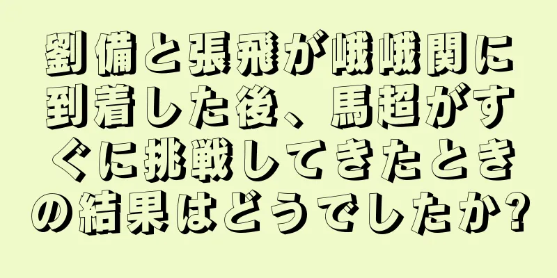 劉備と張飛が峨峨関に到着した後、馬超がすぐに挑戦してきたときの結果はどうでしたか?