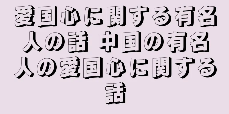 愛国心に関する有名人の話 中国の有名人の愛国心に関する話