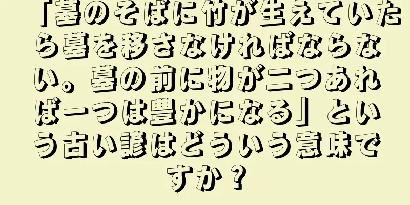 「墓のそばに竹が生えていたら墓を移さなければならない。墓の前に物が二つあれば一つは豊かになる」という古い諺はどういう意味ですか？
