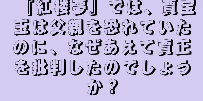 『紅楼夢』では、賈宝玉は父親を恐れていたのに、なぜあえて賈正を批判したのでしょうか？