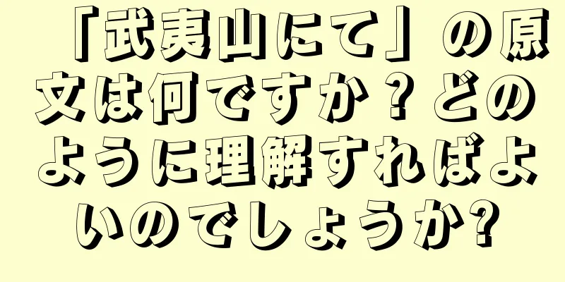 「武夷山にて」の原文は何ですか？どのように理解すればよいのでしょうか?