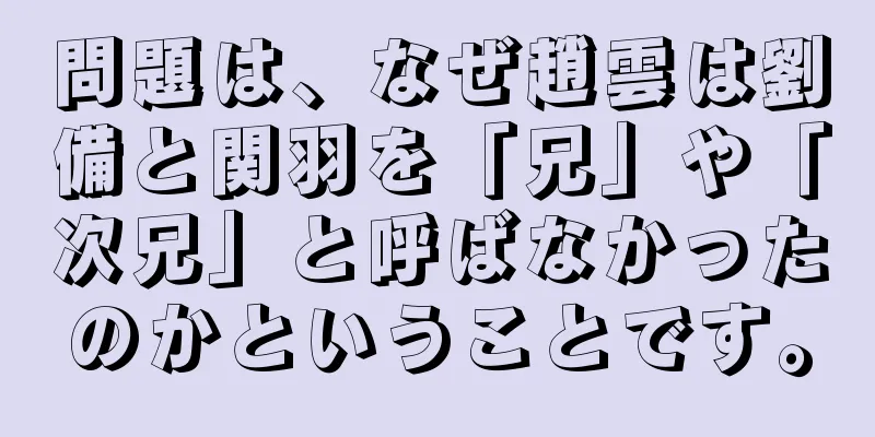 問題は、なぜ趙雲は劉備と関羽を「兄」や「次兄」と呼ばなかったのかということです。
