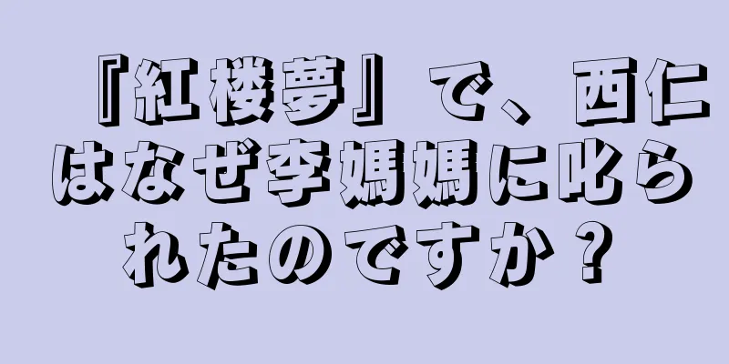 『紅楼夢』で、西仁はなぜ李媽媽に叱られたのですか？