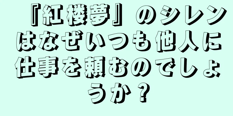 『紅楼夢』のシレンはなぜいつも他人に仕事を頼むのでしょうか？