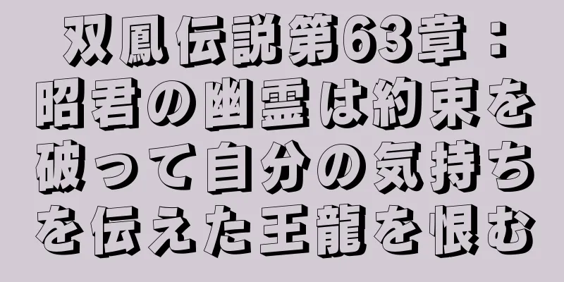 双鳳伝説第63章：昭君の幽霊は約束を破って自分の気持ちを伝えた王龍を恨む