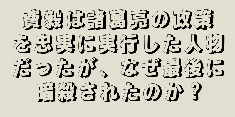 費毅は諸葛亮の政策を忠実に実行した人物だったが、なぜ最後に暗殺されたのか？