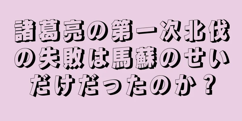 諸葛亮の第一次北伐の失敗は馬蘇のせいだけだったのか？