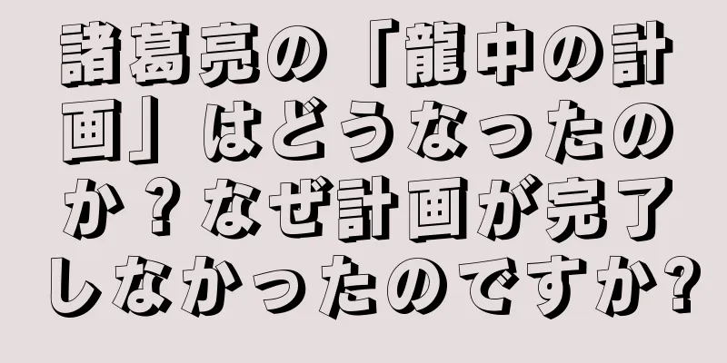 諸葛亮の「龍中の計画」はどうなったのか？なぜ計画が完了しなかったのですか?