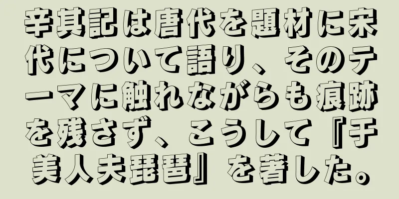 辛其記は唐代を題材に宋代について語り、そのテーマに触れながらも痕跡を残さず、こうして『于美人夫琵琶』を著した。