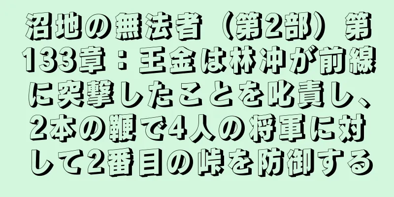 沼地の無法者（第2部）第133章：王金は林冲が前線に突撃したことを叱責し、2本の鞭で4人の将軍に対して2番目の峠を防御する