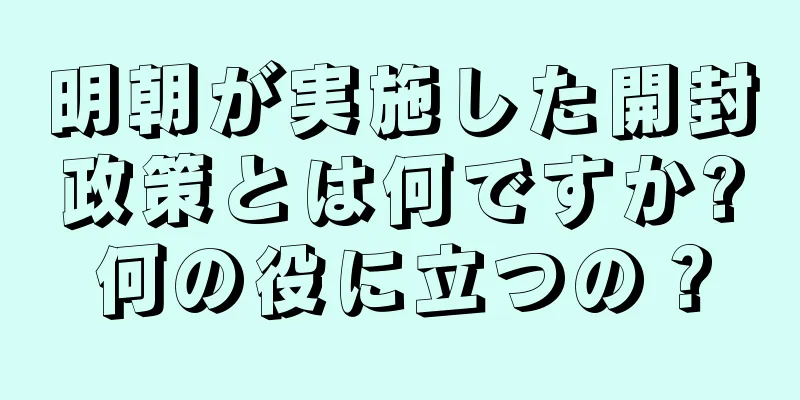 明朝が実施した開封政策とは何ですか?何の役に立つの？