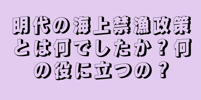 明代の海上禁漁政策とは何でしたか？何の役に立つの？