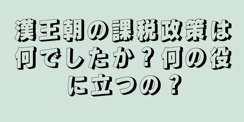 漢王朝の課税政策は何でしたか？何の役に立つの？