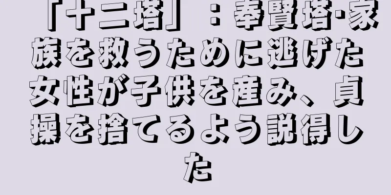 「十二塔」：奉賢塔·家族を救うために逃げた女性が子供を産み、貞操を捨てるよう説得した