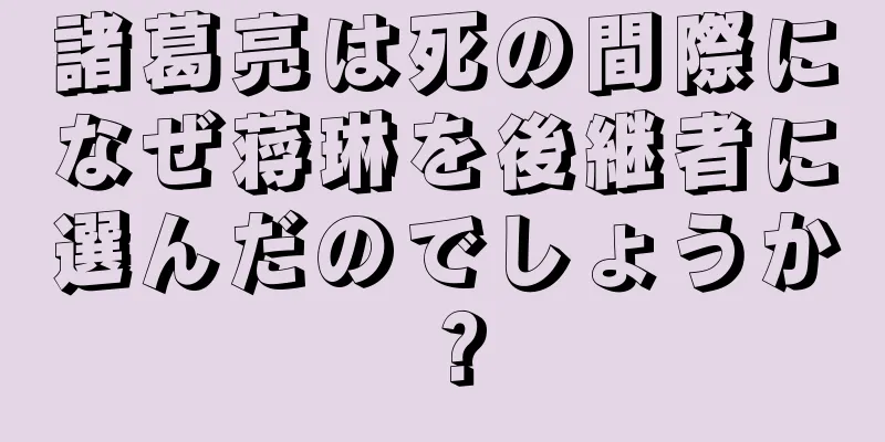 諸葛亮は死の間際になぜ蒋琳を後継者に選んだのでしょうか？